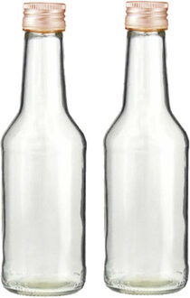 Fles - Set van 10x stuks - met schroefdop - transparant - 200 ml - glas