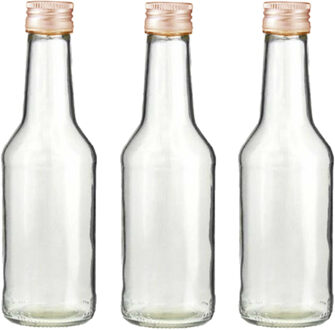 Fles - Set van 20x stuks - met schroefdop - transparant - 200 ml - glas
