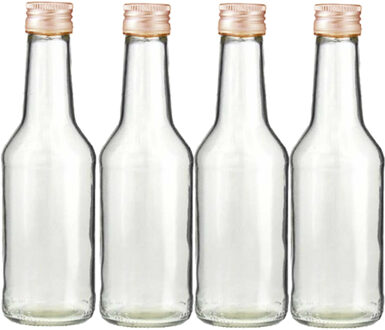 Fles - Set van 30x stuks - met schroefdop - transparant - 200 ml - glas