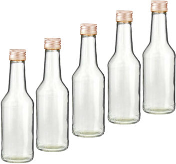 Fles - Set van 50x stuks - met schroefdop - transparant - 200 ml - glas