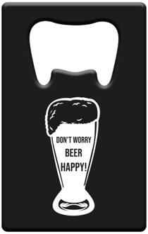 Flesopener Metaal - Don't Worry Beer Happy zilver