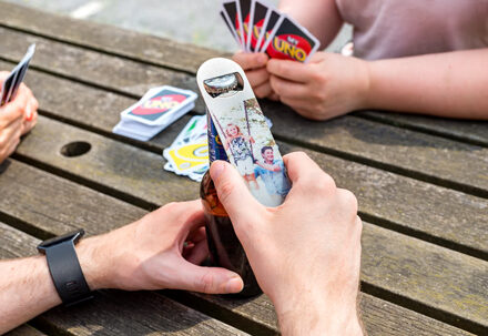 Flesopener staal met print