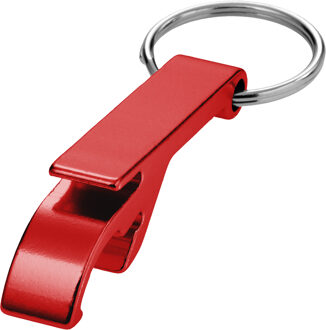 Flessen openers sleutelhanger - rood - 5.5 cm - met sleutelsring