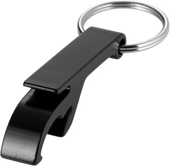 Flessen openers sleutelhanger - zwart - 5.5 cm - met sleutelsring