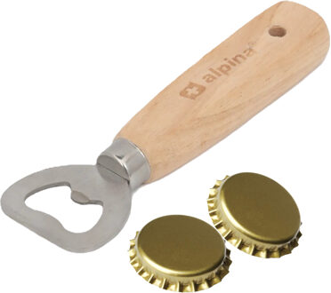 Flessenopener - hout/metaal - 14 cm - bierflesje opener Multi