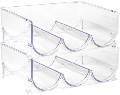 Flessenrek - 2x - 3 flessen -? koelkast organizer - stapelbaar - kunststof - wijnrek - 20 x 29 x 11