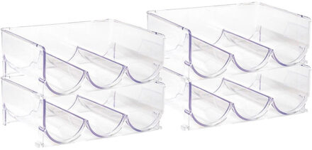 Flessenrek - 4x - 3 flessen -? koelkast organizer - stapelbaar - kunststof - wijnrek - 20 x 29 x 11