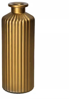 Flesvaas Caro - metallic goud - glas - D5 x H20 cm - bloemenvaas