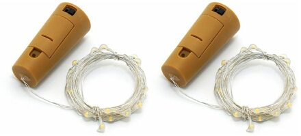 Flesverlichting - 2x - LED lichtsnoer - 80 cm - kurk - voor wijnfles - verlichting