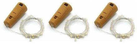 Flesverlichting - 3x - LED lichtsnoer - 80 cm - voor wijnfles - timer - verlichting