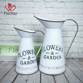 Fletiter Boerderij Decoratieve Pitcher, Metalen Rustieke Pitcher Vaas Bloem Kruik Voor Home Decoratie, Bruiloft Decor, Foto Props 2 stk Vase