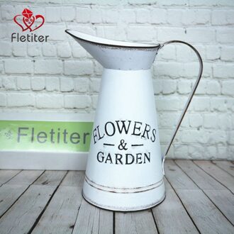Fletiter Boerderij Decoratieve Pitcher, Metalen Rustieke Pitcher Vaas Bloem Kruik Voor Home Decoratie, Bruiloft Decor, Foto Props groot Vase