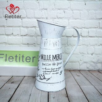 Fletiter Franse Stijl Boerderij Decoratieve Pitcher, Metalen Rustieke Pitcher Vaas Bloem Kruik Voor Home Decoratie, Bruiloft Decor klein Vase