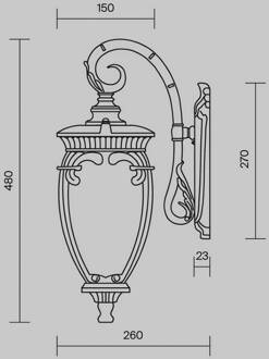 Fleur buitenwandlamp, goud goud met zwart, helder