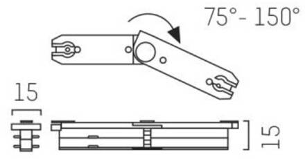 Flex-verbinder voor Volare 2-fase rail, 70-150° chroom