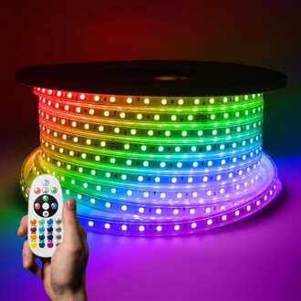 Flex60 RGB dimbare LED Strip 25 meter - 20.000 branduren - Buiten & Binnen - 60 LEDs/m - 200 Watt 6500lm - IP65 waterdicht - Inkortbaar per meter Wit