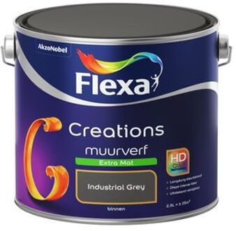 Flexa Creations - Muurverf Extra Mat - Industrial Grey - 2,5 liter Grijs