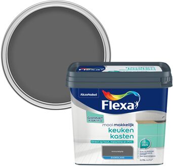 Flexa Houtlak Keukenkasten - Zijdeglans - Antracietgrijs - 750ml