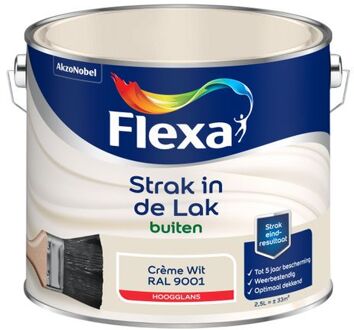 Flexa Strak in de Lak Hoogglans - Buitenverf - crème wit RAL 9001 - 2,5 liter