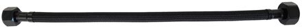 Flexibele Aansluitslang BWS Riko Nylon 1/2 x 3/8 30 cm Mat Zwart Wit Chroom