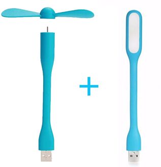 Flexibele Draagbare Verwijderbare Usb Mini Ventilator En Usb Led Licht Lamp Voor Alle Voeding Usb-uitgang Usb gadgets Blauw