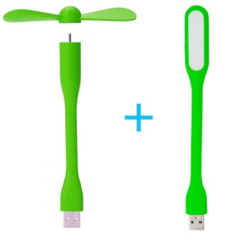Flexibele Draagbare Verwijderbare Usb Mini Ventilator En Usb Led Licht Lamp Voor Alle Voeding Usb-uitgang Usb gadgets groen