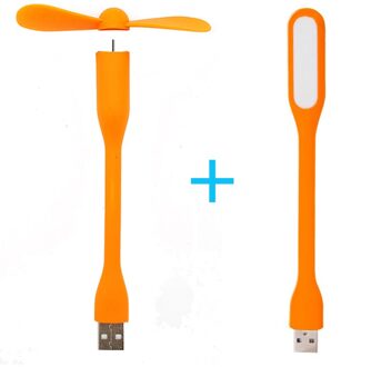 Flexibele Draagbare Verwijderbare Usb Mini Ventilator En Usb Led Licht Lamp Voor Alle Voeding Usb-uitgang Usb gadgets Oranje