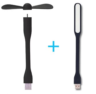 Flexibele Draagbare Verwijderbare Usb Mini Ventilator En Usb Led Licht Lamp Voor Alle Voeding Usb-uitgang Usb gadgets zwart