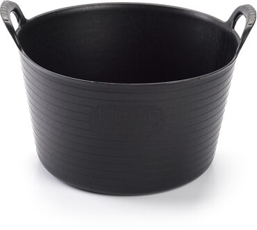 flexibele emmer/kuip - 5x stuks - zwart - rond - 15L - 24x24x15cm