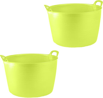 Flexibele kuip of emmer - 2x - groen - 75 liter - stevig kunststof - 58 x 55 cm - Extra groot