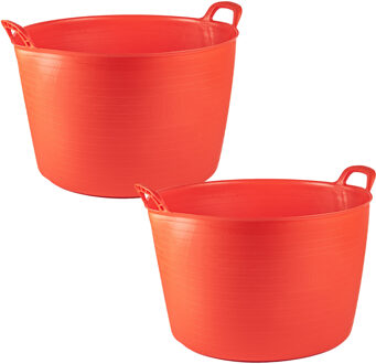 Flexibele kuip of emmer - 2x - rood - 75 liter - stevig kunststof - 58 x 55 cm - Extra groot