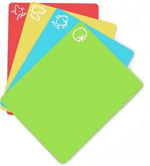 Flexibele Plastic Antislip Hakblok-Snijplank-Snijden Matten Met Voedsel Pictogrammen Keuken Gereedschap (Set van 4) 15 "X 12"
