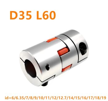 Flexibele plum klem koppeling D35 L60 as size CNC Jaw askoppeling id = 6 6.35 7 8 9 10 11 12 12.7 14 15 16 17 18 19mm