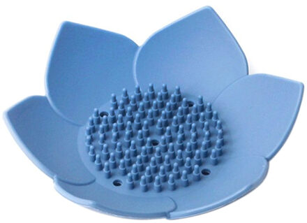 Flexibele Siliconen Platen Lotus Bloem Douche Bad Lade Zeepkist Zeepbakje Opslag Afvoer Zeep Houder Zeep Saver Badkamer Gadgets Blauw