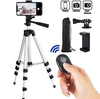 Flexibele Telefoon Statief Voor 40Inch Universele Fotografie Stand Voor Bluetooth Afstandsbediening Lichtgewicht Video Camera Telefoon Statief 102CM zilverachtig