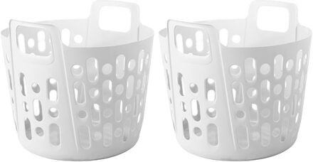 Flexibele wasmand - 2x - wit - 35 liter - kunststof - 39 x 41 x 36 cm