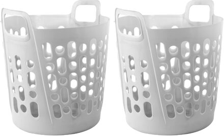 Flexibele wasmand - 2x - wit - 45 liter - kunststof - 41 x 44 x 48 cm
