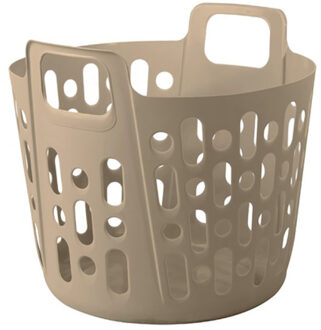 Flexibele wasmand - beige - 35 liter - kunststof - 39 x 41 x 36 cm