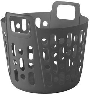 Flexibele wasmand - grijs - 35 liter - kunststof - 39 x 41 x 36 cm