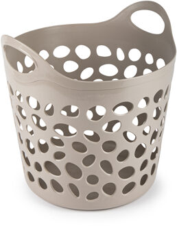 Flexibele wasmand/opbergmand - rond - beige - 35 liter - D40 x H39 cm