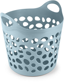 Flexibele wasmand/opbergmand - rond - blauw - 35 liter - D40 x H39 cm