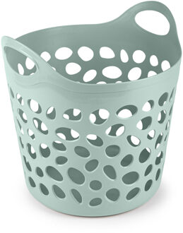 Flexibele wasmand/opbergmand - rond - groen - 35 liter - D40 x H39 cm