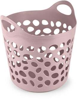 Flexibele wasmand/opbergmand - rond - roze - 35 liter - D40 x H39 cm