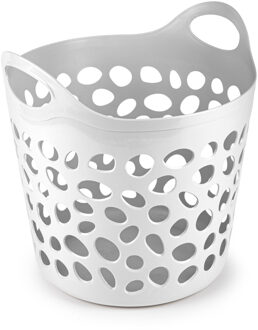 Flexibele wasmand/opbergmand - rond - wit - 35 liter - D40 x H39 cm