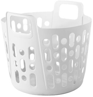 Flexibele wasmand - wit - 35 liter - kunststof - 39 x 41 x 36 cm
