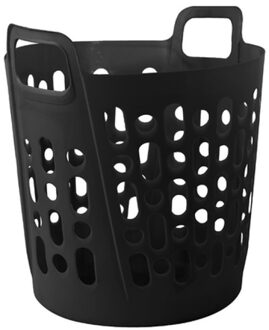 Flexibele wasmand - zwart - 45 liter - kunststof - 41 x 44 x 48 cm