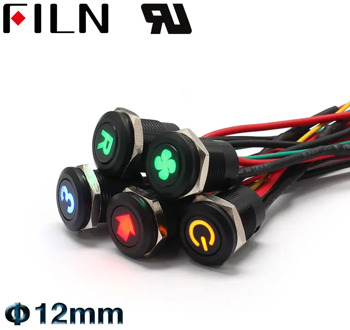 FLIN 12mm 12v racing Car Boat iP65 waterproof Plastic button Momentary Latching Push Button Switch with DashBoard Symbol