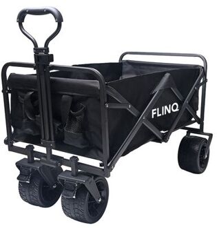 FlinQ Bolderkar - Opvouwbaar - Draaibare wielen - 130KG Draagkracht - 100L - Zwart