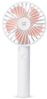 FlinQ Draagbare Handventilator - Oplaadbaar - Vijf windsnelheden - Wit/Roze