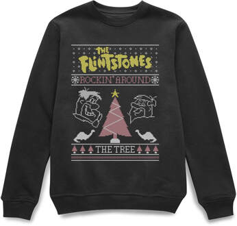 Flintstones Rockin Around The Tree Christmas Jumper - Black - S Zwart